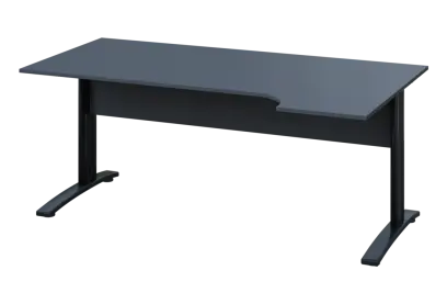 ERK 28 - 184 stůl kancelářský, rohový, pravý, kovová podnož černá, deska 25 mm, široký 1800 mm, antracit